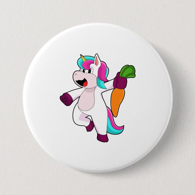 Macaron Rond 7,6 Cm Unicorne avec carotte (Devant)
