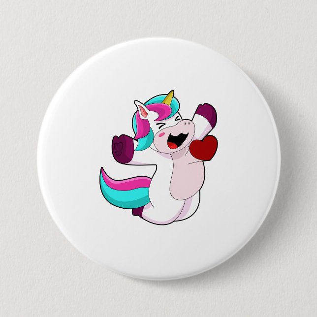 Macaron Rond 7,6 Cm Unicorne avec coeur (Devant)
