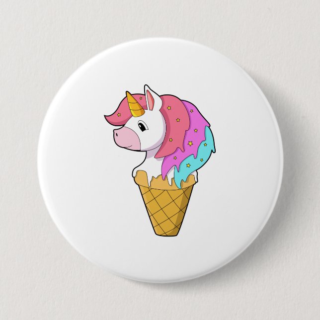 Macaron Rond 7,6 Cm Unicorne avec crème glacée (Devant)