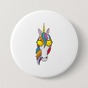 Macaron Rond 7,6 Cm Unicorne avec lunettes de soleil