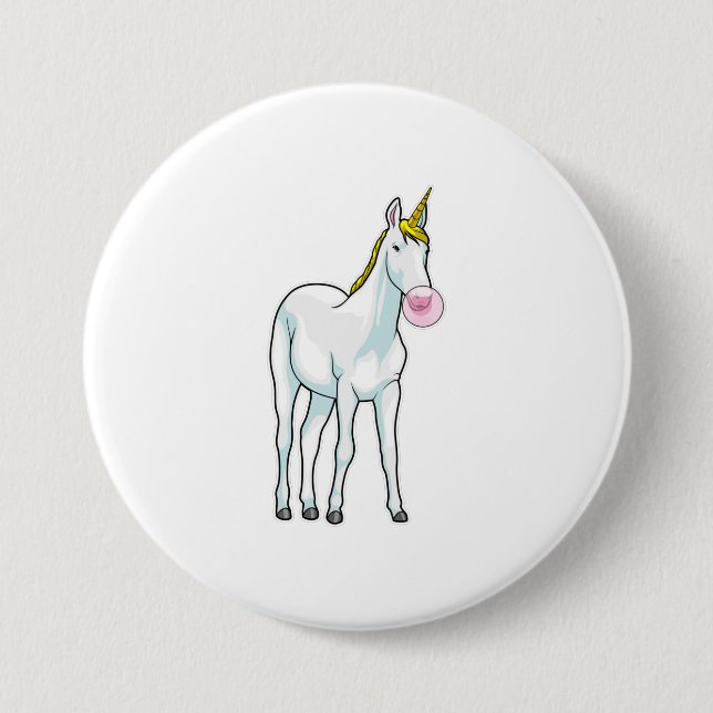 Macaron Rond 7,6 Cm Unicorne Bubble gomme (Devant)