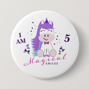 Macaron Rond 7,6 Cm Unicorne Cadeaux de fête d'anniversaire Bouton Pin