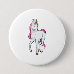 Macaron Rond 7,6 Cm Unicorne comme Cuisinière avec casquette chef