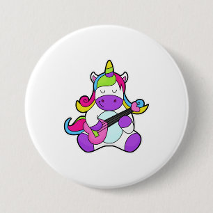 Macaron Rond 7,6 Cm Unicorne en tant que musicien avec guitare