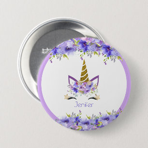 Macaron Rond 7,6 Cm Unicorne violet frais Décorations d'anniversaire