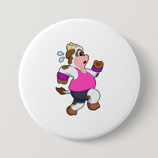 Macaron Rond 7,6 Cm Vache à la course (Devant)