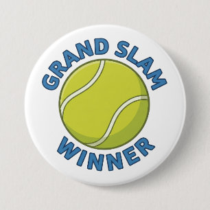 Macaron Rond 7,6 Cm Vainqueur Grand Chelem Balle de Tennis Champion de