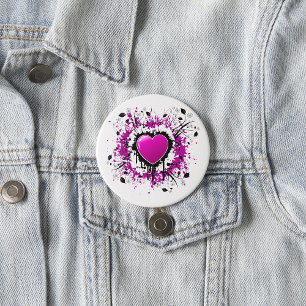 Macaron Rond 7,6 Cm Valentine Purple Heart