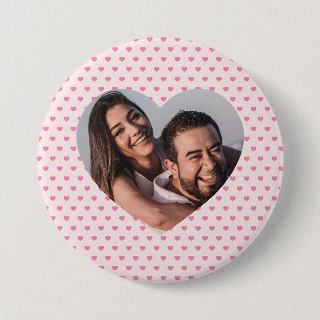 Macaron Rond 7,6 Cm Valentines Personnalisée forme de coeur rose (Devant)