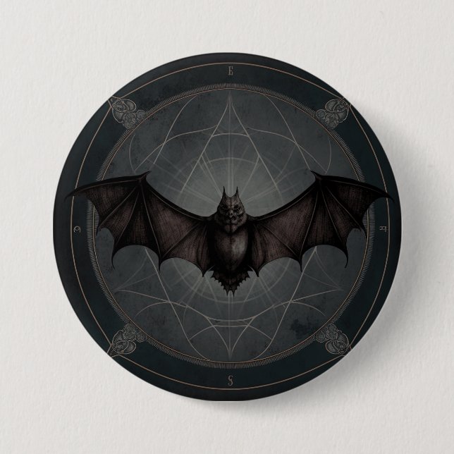 Macaron Rond 7,6 Cm Vampire Bat Gothic Dark, Ai Généré Design (Devant)