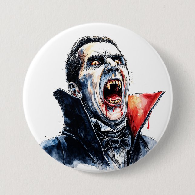 Macaron Rond 7,6 Cm Vampire Halloween gothique rouge noir (Devant)