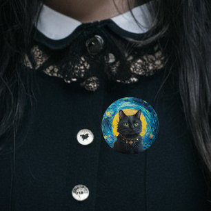 Macaron Rond 7,6 Cm Van Gogh Chat Goth chat Chats noirs