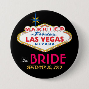 Macaron Rond 7,6 Cm Vegas Destination Mariage LE bouton BRIDE