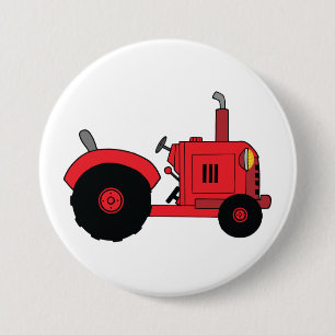 Macaron Rond 7,6 Cm Véhicule tracteur de ferme rouge