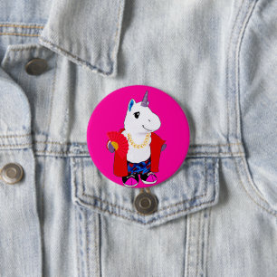 Macaron Rond 7,6 Cm Ventilateur d'ombre de la chaîne d'or Unicorne