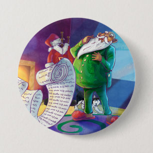 Macaron Rond 7,6 Cm Vérifier deux fois Père Noël