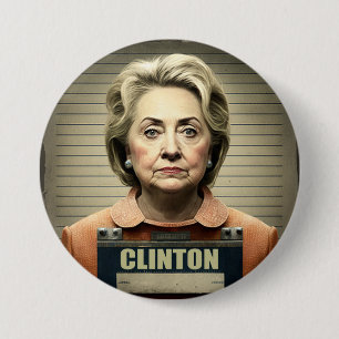 Macaron Rond 7,6 Cm Verrouillez-La ! - Hillary Clinton
