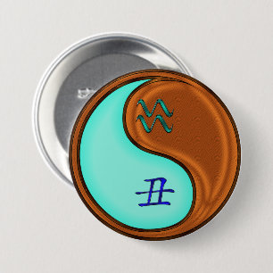 Macaron Rond 7,6 Cm Verseau & Bœuf de Bois