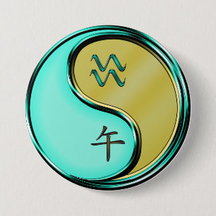Macaron Rond 7,6 Cm Verseau & Cheval de Métal