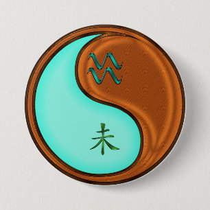 Macaron Rond 7,6 Cm Verseau & Chèvre de Bois