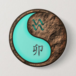 Macaron Rond 7,6 Cm Verseau & Lapin de Terre