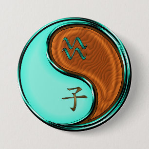 Macaron Rond 7,6 Cm Verseau & Rat de Bois