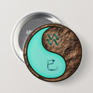 Macaron Rond 7,6 Cm Verseau & Serpent de terre