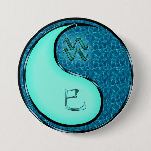 Macaron Rond 7,6 Cm Verseau & Serpent d'eau