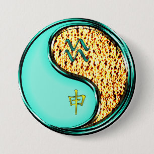 Macaron Rond 7,6 Cm Verseau & Singe de Feu