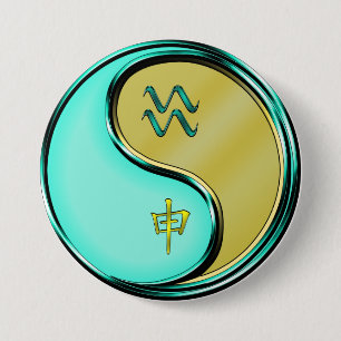 Macaron Rond 7,6 Cm Verseau & Singe de Métal