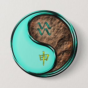 Macaron Rond 7,6 Cm Verseau & Singe de Terre