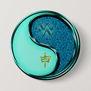 Macaron Rond 7,6 Cm Verseau & Singe d'Eau