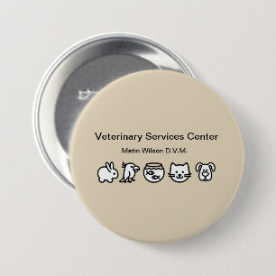 Macaron Rond 7,6 Cm Veterinarian Veterinary Staff Name Pin