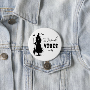 Macaron Rond 7,6 Cm "Vibes perdues seulement" - Sorcière noire Hallowe