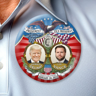 Macaron Rond 7,6 Cm Victoire de l'investiture - Donald Trump JD Vance