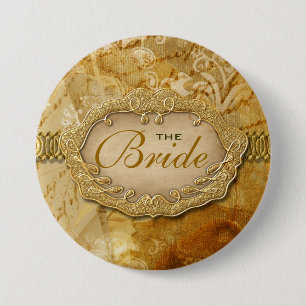 Macaron Rond 7,6 Cm Victorian vintage de brun d'or "de partie