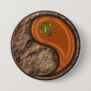 Macaron Rond 7,6 Cm Vierge & Dragon de Bois