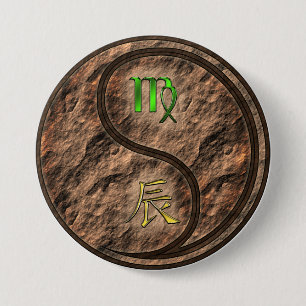 Macaron Rond 7,6 Cm Vierge & Dragon de Terre