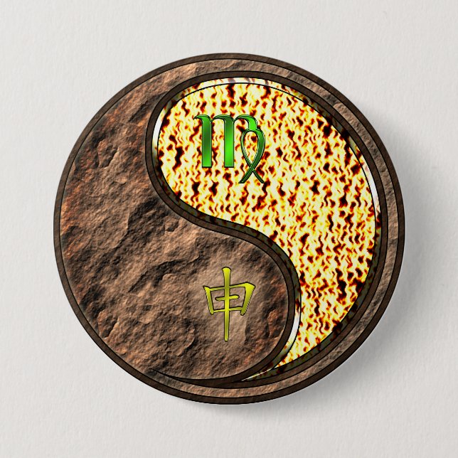 Macaron Rond 7,6 Cm Vierge & Singe de Feu (Devant)