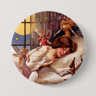 Macaron Rond 7,6 Cm Vintage Halloween Féeries de temps et la fille qui