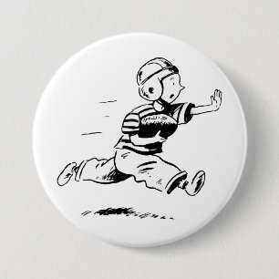 Macaron Rond 7,6 Cm Vintage Petit Garçon Jouant au Football Américain 