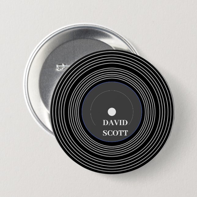 Macaron Rond 7,6 Cm Vinyle Lp noir personnalisé (Devant & derrière)