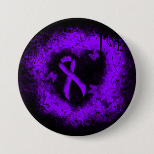 Macaron Rond 7,6 Cm Violet Ruban Grunge Heart, lymphome de Hodgkin