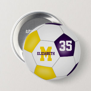 Macaron Rond 7,6 Cm violette or filles garçons football couleurs de l'