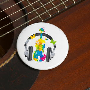 Macaron Rond 7,6 Cm Violon Abstrait avec casque et musique