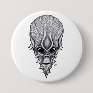 Macaron Rond 7,6 Cm Visage Alien, Reconstruction faciale du crâne afri