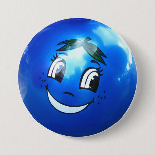 Macaron Rond 7,6 Cm Visage bleu de ballon