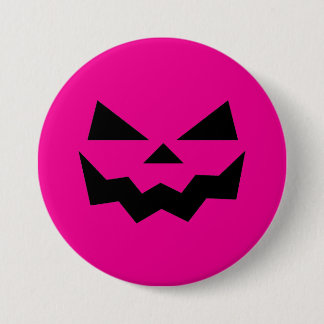 Macaron Rond 7,6 Cm Visage de citrouille de Jack-o-lantern rose magent
