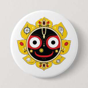 Macaron Rond 7,6 Cm Visage de Lord Jagannath Dieu hindou Spirituel