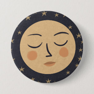 Macaron Rond 7,6 Cm Visage mignon de la lune